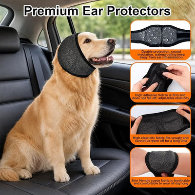 Dog Ear Muffs Noise Protection, Quiet Ears for Dogs Anxiety, Adjustable Calming Hoodie Shower Cap for Hematoma Recovery, Waterproof Dog Head Wrap Ear Cover for Grooming Swimming(Head Circle:10"-15")