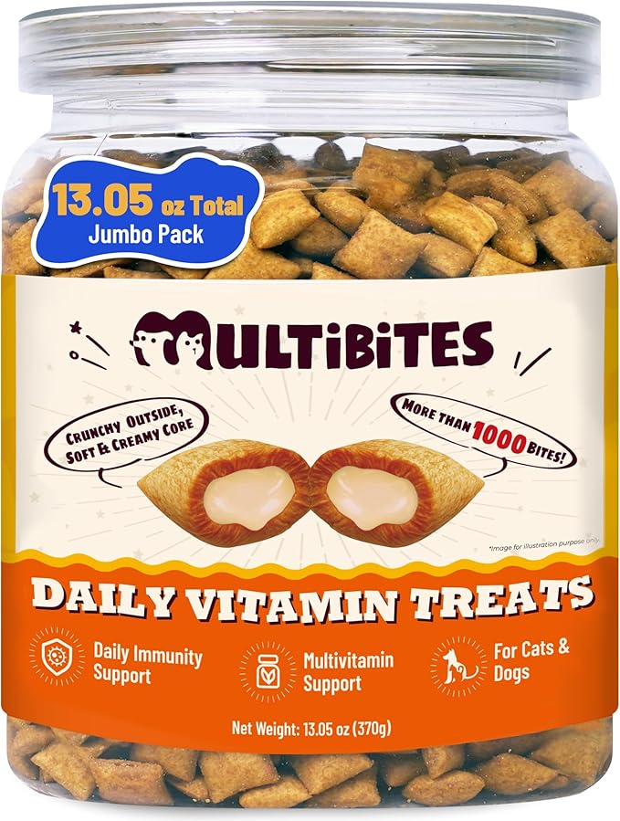 13.05 oz Cat Vitamins Treats with Taurine & Omega-3, 7-in-1 Multivitamin and Supplements - for Heart, Vision & Immune Support, Skin & Coat Health, Digestion, Safe for Kitten & Puppy