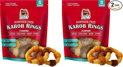 Country Kitchen Rawhide Free Kabob Rings Dog Chews, Made with Real Chicken, Beef, Pork, and Duck, 5 Count (Pack of 2)