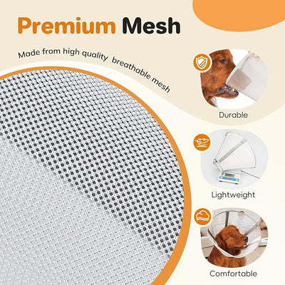 Breathable Mesh Dog Cone Collar for Surgery, Soft Elizabethan Recovery Alternative to Stop Licking,Pet Neck Collar for Large Medium Small Breeds, XL