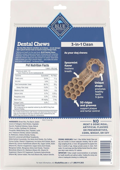Blue Buffalo Large Dental Chews Bundle, Natural Dog Treats Enhanced with Vitamins, Minerals, and Other Nutrients, Four 22 oz. Bags