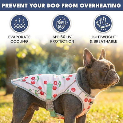 Spark Paws Dog Cooling Vest - SPF 50 UV Sun Protection - Summer Heat Relief Gear for Dogs, Lightweight, Evaporative Cooling - Dog Anxiety Relief Vest During Hot Days - Cherries - Size 2XL