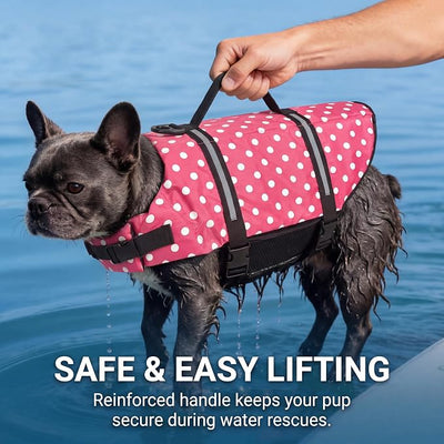 Doglay Dog Life Jacket with Rescue Handle, Dog Life Vest for Swimming Boating, Adjustable Reflective Puppy Swim Vest with Superior Buoyancy for Small Medium Large Dogs