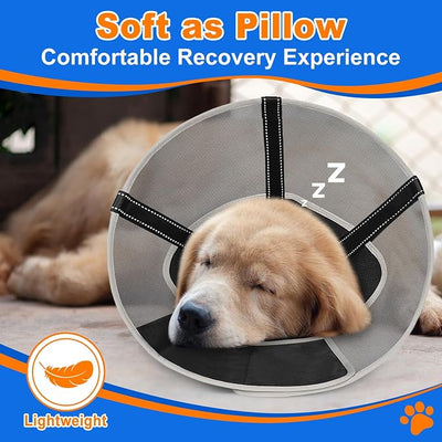 Breathable Mesh Dog Cone Collar for Surgery, Soft Elizabethan Recovery Alternative to Stop Licking,Pet Neck Collar for Large Medium Small Breeds, S