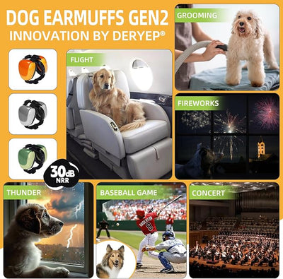 derYEP Dog Earmuffs GEN2 For Hearing Protection 30dB NRR ear muffs noise protection (Medium, Energetic Tangerine)