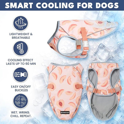 Spark Paws Dog Cooling Vest - SPF 50 UV Sun Protection - Summer Heat Relief Gear for Dogs, Lightweight, Evaporative Cooling - Dog Anxiety Relief Vest During Hot Days - Peaches - Size S