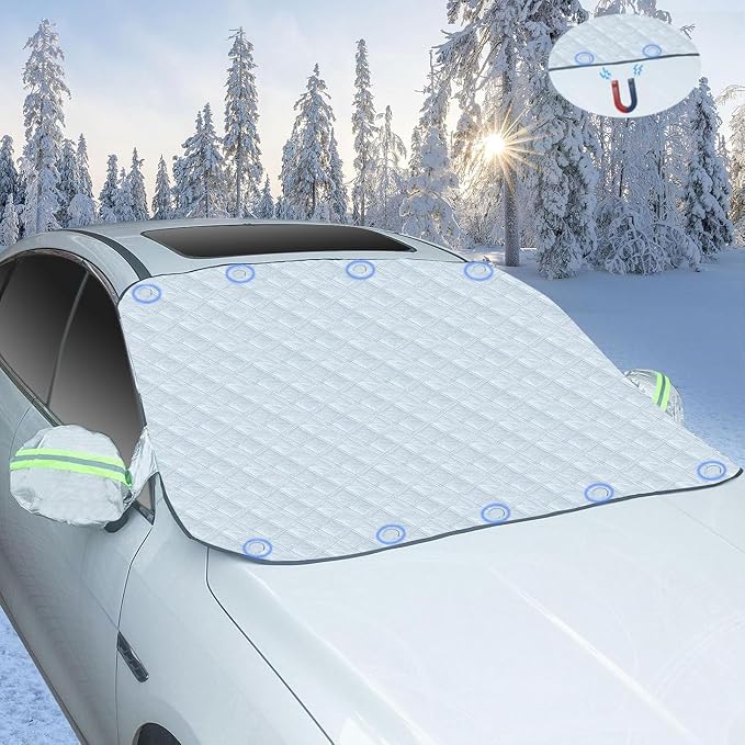Windshield Cover for Ice and Snow for Subaru Outback VI 2019 2020 2021 2022 2023 2024, Car Magnetic Anti-Snow Cover Frost with Side Mirror Covers Accessories,Silver
