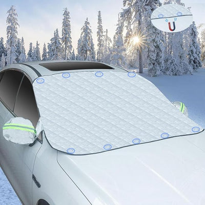 Windshield Cover for Ice and Snow for Subaru Outback VI 2019 2020 2021 2022 2023 2024, Car Magnetic Anti-Snow Cover Frost with Side Mirror Covers Accessories,Silver