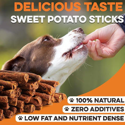 BRUTUS & BARNABY USA Sweet Potato Dog Treats - Crunchy Grain Free Cinnamon Apple Sticks, Promotes Positive Gut Health with Natural Anti-Diarrhea Properties (Cinnamon & Apple, 2 lb)