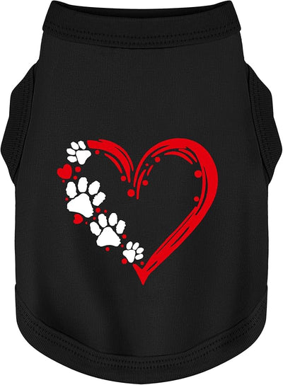 Discover Cozy Sleeveless Canine Wear: Soft, Lightweight, and Breathable Cotton Dog Shirt Featuring Heart and Paw Graphics. Vest Tank Top is Ideal for Small, Medium, and Large Breeds Black M