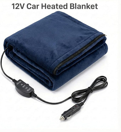 12V Car Heated Blanket & Wearable Shawl – Electric Fleece Travel Throw with Zipper for Truck Drivers, RV & Winter Road Trips – Fast Heating, Soft Flannel