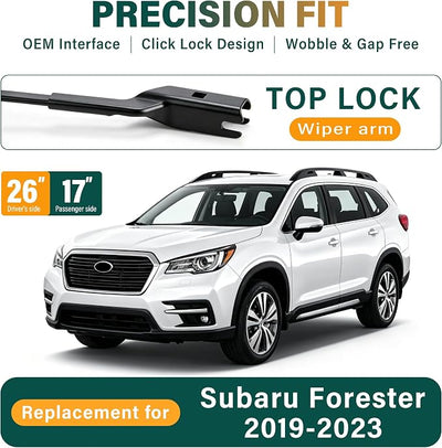 Windshield Wiper Blades Replacement for Subaru Forester 2019 2020 2021 2022 2023 Original Factory Quality Front Rear Wiper Blade Set - 26" 17" 14" (Set of 3)