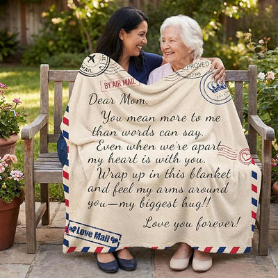 Birthday Gifts for Mum from Daughter Son,to My Mom Soft Throw Blanket, Custom Air Mail Love Letter Dear Mother Cozy Flannel Blanket Presents for Mom 50x60 Inches