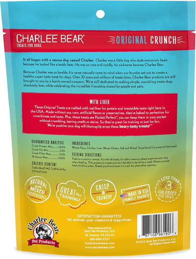 Charlee Bear Dog Training Treats, Chicken Liver Recipe, Low Calorie (Under 3 Calories), Limited Ingredient Crunchy Dog Treats, 16 oz. Resealable Bag