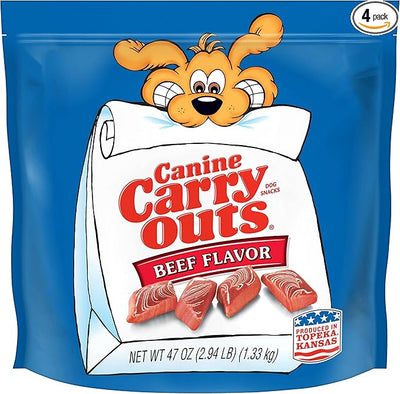 Canine Carry Outs Beef Flavor Dog Treats, 47 Ounce Bag (Pack of 4)