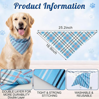Weewooday 9 Pack Reversible Large Dog Bandanas Dual Sided Buffalo Plaid Striped Dog Triangle Bibs Washable Adjustable Pet Scarf Handkerchief Puppy Bandana for Small Medium Cats Boy Girl Daily Birthday