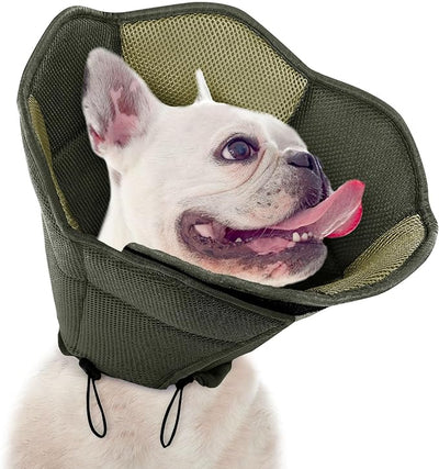 Dog Cone - Soft Cone for Dogs to Stop Licking, Pet E-Collar Alternative After Surgery, Adjustable Pet Recovery Collar for Wound Healing, Army Green Medium
