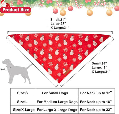 ADOGGYGO Christmas Dog Bandana, Snowman Xmas Pet Scarf, Premium Durable Fabric, Christmas Bandanas for Extra Large Dogs Pets (X-Large)