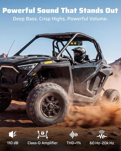 Ehaho 17 Inch UTV Sound Bar, IP66 Waterproof Bluetooth Golf Cart Sound Bar, ATV SoundBar with RGB Lighting, Amplified Powersports SXS SoundBar, UTV Speakers Compatible with Polaris RZR Can-Am