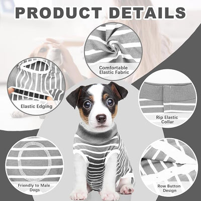 Recovery Suit for Dogs, Soft Dog Surgery Suit for Female Spay Male Neuter | Dog Cone Alternative Surgical Recovery Shirt for Abdominal Wounds, Anti-Licking Pet Clothes for Dogs Cats, Grey, Small