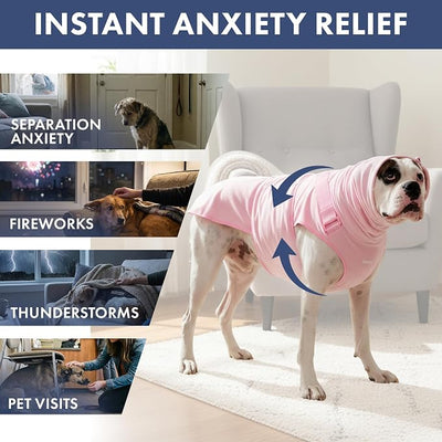 Spark Paws Anxiety Relief Vest for Dogs – Gentle Compression Dog Anxiety Suit, Calming Wrap for Separation Anxiety, Thunder, Fireworks, Suitable for Small Medium and Large Breeds - Pink - Size 3XL