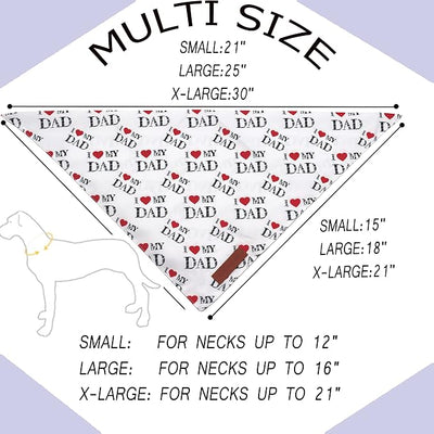 Realeaf Fathers Day Dog Bandanas 2 Pack, Reversible I Love My Dad Pet Scarf for Boy and Girl, Premium Durable Fabric, Bandana for Small Medium Large and Extra Large Dogs (X-Large)