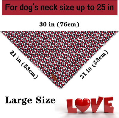 Unique Style pawsValentine's Day Dog Bandanas Cotton Black & Red Gothic Love Style Triangle Dog Scarfs for Small Medium Large & Boys Girls Dogs-L