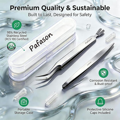 PAFASON Premium Tick Removal Tweezer Tool Set, Dual-Headed, Multi-functional Stainless Steel Twister Remover for Dogs, Cats, Humans, Storage Case