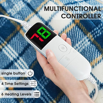Heated Blanket Electric Throw 50X60 Heating Blanket with 10 Heating Levels 8 Hours Auto Off, Blue Plaid Sherpa Blankets Winter Warmer, Home Decor for Couch Bed Office,Gifts for Mom, Women,Washable