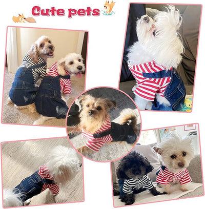 SILD Pet Denim Jumpsuit Dog Jeans Hoodies Cool Blue Coat Medium Small Dogs Classic Jacket Puppy Blue Vintage Washed Vests (XS)