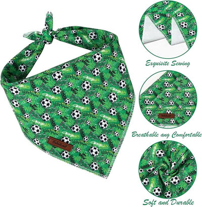 Boy Dog Bandana - Green Soccer Sport Dog Bandana for Medium Large Dogs, Cute Male Dogs Neck Scarf Pet Bib, Soft Triangle Scarf Summer Pet Accessory L