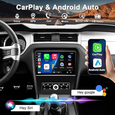 8Core 4G+64G Car Radio for Ford Mustang 2010-2014: 10.1-Inch Upgrade Android 15 Stereo Head Unit CarPlay Android Auto, BT, WiFi 6, AM, FM, RDS, 36EQ, GPS, SWC, 1080P Backup Camera (Only fit Manual AC)