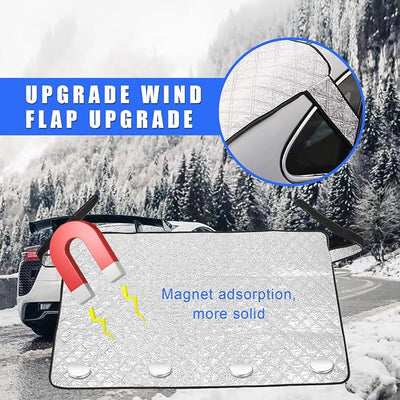 Dickno Car Rear Windshield Cover, Magnetic Auto Rear Windscreen Snow Ice Cover, 4 Layers All-Weather Ice Frost Snow Protector, Automotive Winter Accessories for Most Vehicles