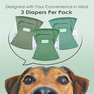 wegreeco Washable Male Dog Belly Band (Stylish Pattern)- Pack of 3 - Male Dog Belly Wrap, Dog Diapers Male (Green Series, Medium)