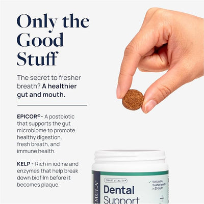 Veterinary Formula Dental Health Supplement for Dogs – Vet-Formulated Chews with EpiCor® & Kelp – Smart Vitality Supports Plaque, Tartar, Breath & Oral Health, 60 Soft Chews