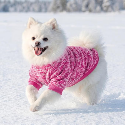2 Pack Dog Sweaters for Small Dogs Girl Boy Winter Fleece Clothes Warm Soft Dog Sweatshirt Outfit for Dogs Cats Pet Apparel (Red+Rose Red, M (Back: 13.7",Chest: 17.7", 10-14Ibs))