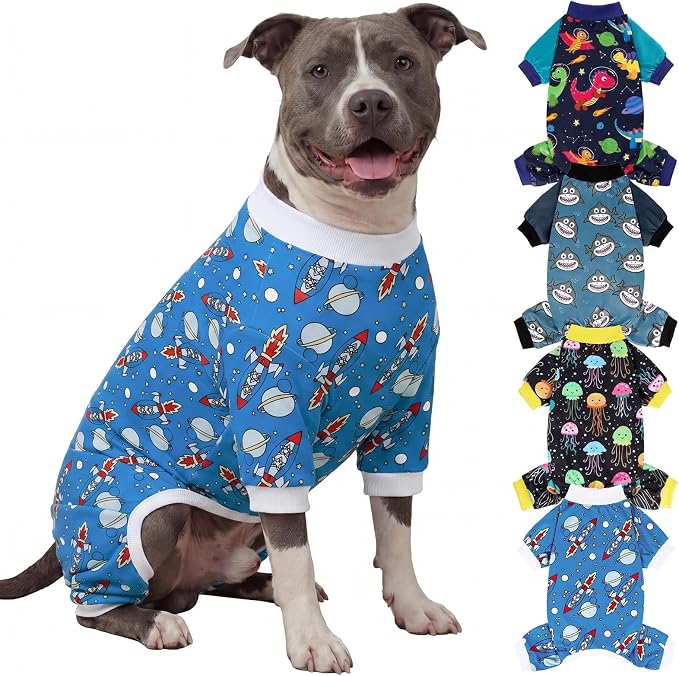 XPUDAC Dog Pajamas Clothes for Large Dogs Boy Girl, Doggie Pjs Puppy Onesies Outfits Pet Clothes for Dog Cat Christmas Pajamas, 4 Styles(Universe, XXX-Large)