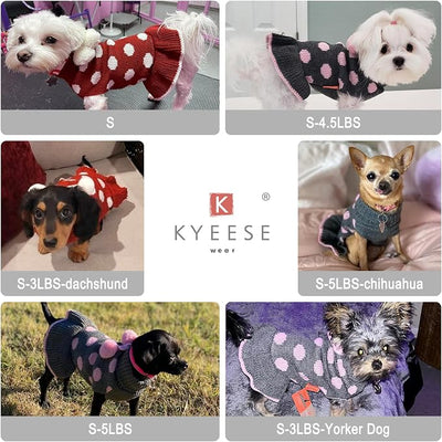 KYEESE Valentines Dog Sweater Dress, Warm Dog Sweaters for Small Dogs Girl Cats Dogs Clothes, Pullover Cozy Knit Pet Appare with Leash Hole, Pink Dot, S