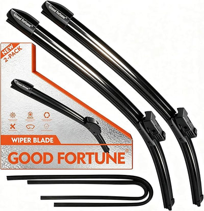 Good Fortune 24"+21"Graphene Coating windshield Wiper Blades Top Lock 2Pack | car Beam Blade|sk6 High Carbon Steel Core|Reusable Frame+2 Refills|for Audi S5 2010-2020 for Porsche Panamera 2017-2025