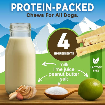 EcoKind Yak Cheese Himalayan Dog Chews, Yak Chews for Small Dogs, Long Lasting Bone for Aggressive Chewers, 4 Ingredients Natural High Protein Dog Treats, No Additives, Peanut Butter, Small - 16 Chews