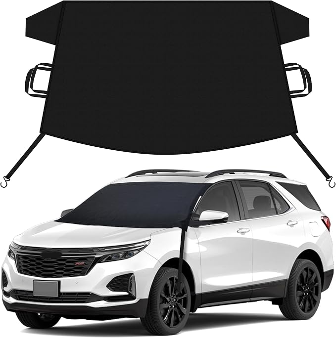 EcoNour Car Snow Cover Compatible for Chevrolet Equinox | Windshield Cover for Ice and Snow with S-Hook Straps | Heavy-Duty 600D Oxford Winter Car Cover, Waterproof & Anti-Slip