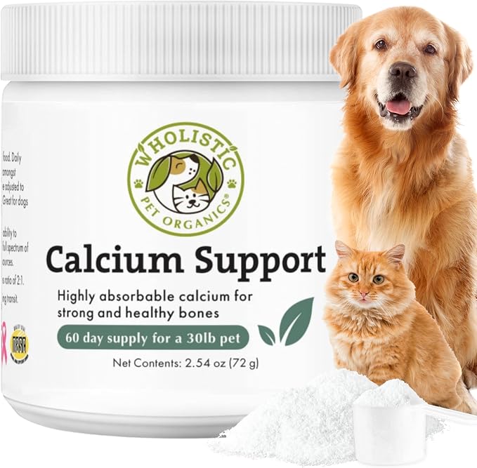 Pure Powder Calcium for Dogs and Cats - Supports Strong Bones, Teeth & Muscles - Sea Coral Cat and Dog Calcium Supplement with 72 Trace Minerals - Pet Food Topper - 60 Scoops