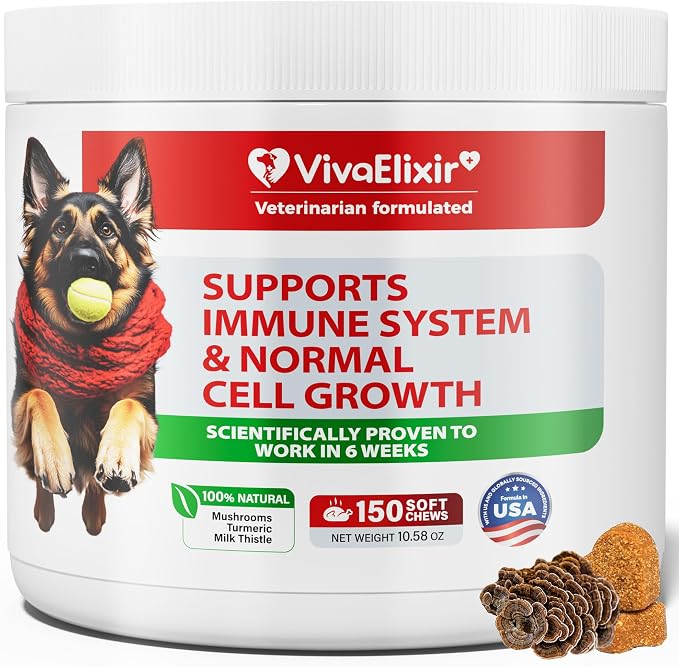 Dog Lumps and Bumps Supplement, Lipoma Treatment for Dogs - Immune Support Chews with Turkey Tail Mushroom, Reishi, Shiitake, Maitake, Curcumin & CoQ10 - Veterinarian formulated - 150 Chews