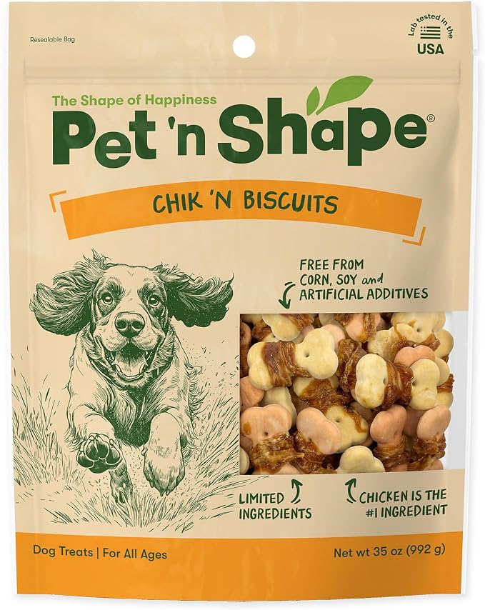 Pet n Shape Chik n Wrapped Biscuits – Natural Chicken Wrapped Dog Treats - 35 Ounce
