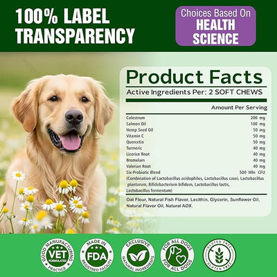 Vet Treat Dog Allergy Relief Chews - 170 Dog Allergy Chews - Itch Relief for Dogs - Anti Itch for Dogs - Dry & Itchy Skin - Allergies & Immune Support Supplement, Omega 3, Fish Oil, Colostrum - USA