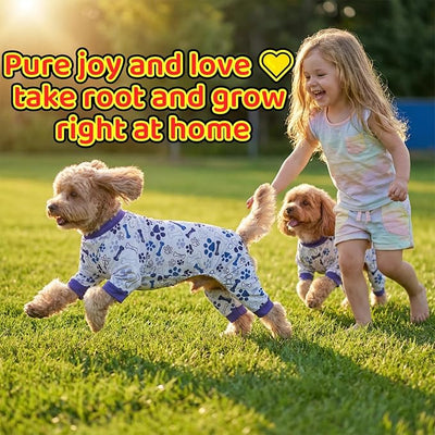 Vet-Approved Dog Onesie Pajamas for Small Medium Dog Pjs, Ultra-Premium Hypoallergenic Polyester, Lightweight, Breathable & Won't Overheat, Gentler on Skin, Size S (Pet: 4-6lbs)