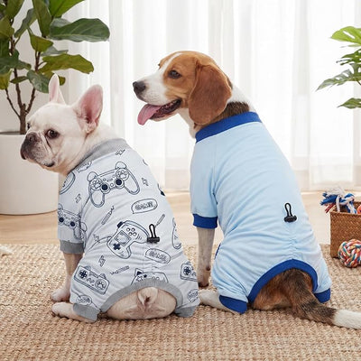 XPUDAC 4 Pack Dog Pajamas for Large Breeds, Dog Onesie with Drawstring Adjustable Lightweight Stretchy Pet Clothes for Large Dogs Boy Shed Defender Doggie Suit Pet Outfit, 4XL