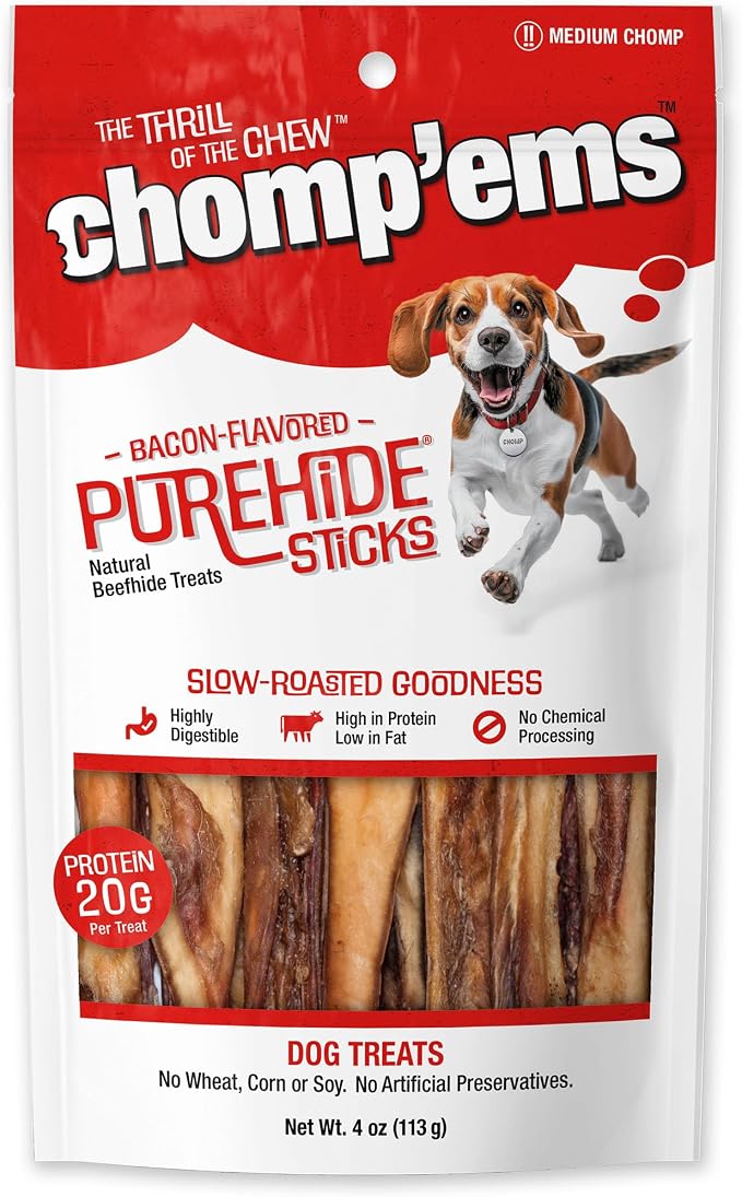 CHOMP EMS Purehide Sticks Healthy Natural Rawhide Dog Chew, 4 oz