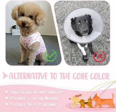 Dog's Recovery Suit Post Surgery Shirt for Puppy, Small Dog Surgical Recovery Suit for Female Male Dogs, Dog Onesie Protect Surgical Wound(Pink Stars-m)