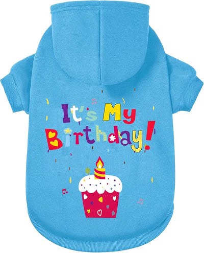 Dog Sweater Dog Hoodie Cold Weather Coat Hooded Sweatshirt for Puppies,Cats, Small Medium Large Dogs (Blue(It's My Birthday), X-Large)